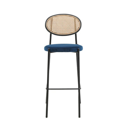 Euston Modern Wicker Bar Stool With Black Steel Frame