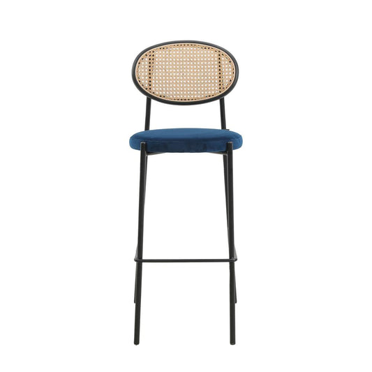 Euston Modern Wicker Bar Stool With Black Steel Frame