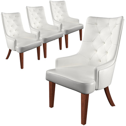 Spruce Collection Modern Wooden Dining Chair in White Set of 4