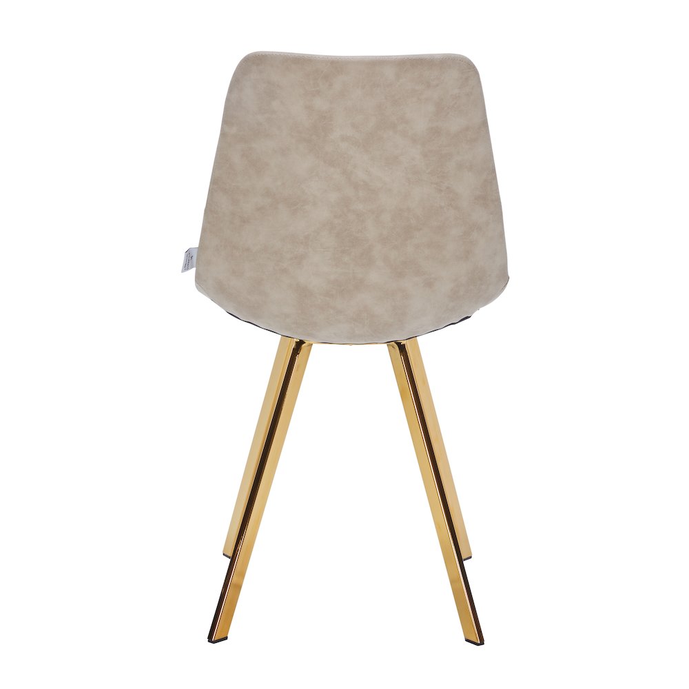 Markley Modern Leather Dining Chair With Gold Legs in Taupe