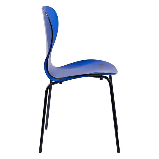 Modern Oyster Transparent Side Chair in Black Base set of 4