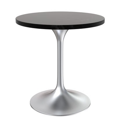 Verve 27" Round Dining Table, Brushed Chrome Base with Black MDF Top