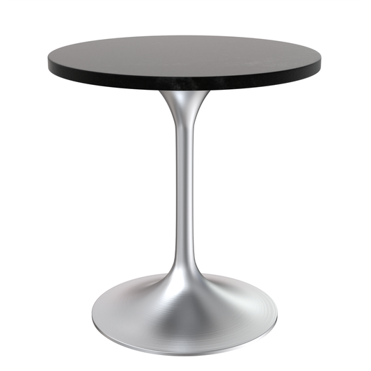 Verve 27" Round Dining Table, Brushed Chrome Base with Black MDF Top