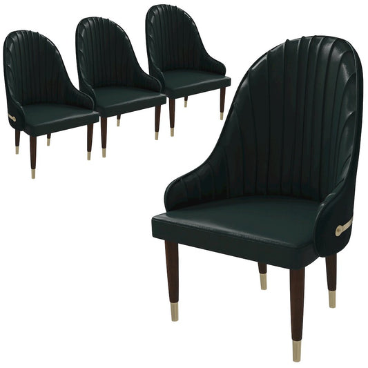 Elara Collection Wooden Dining Chair in Two-Tone Green Set of 4