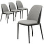 Tule Collection Dining Chair, Black Frame With Light Grey Leather - set of 4