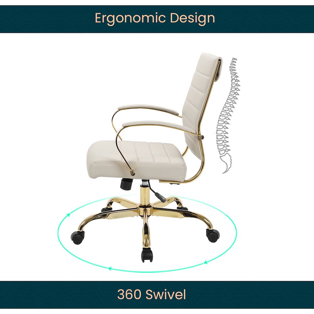 Benmar Home Leather Office Chair With Gold Frame