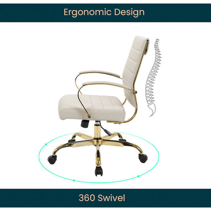 Benmar Home Leather Office Chair With Gold Frame
