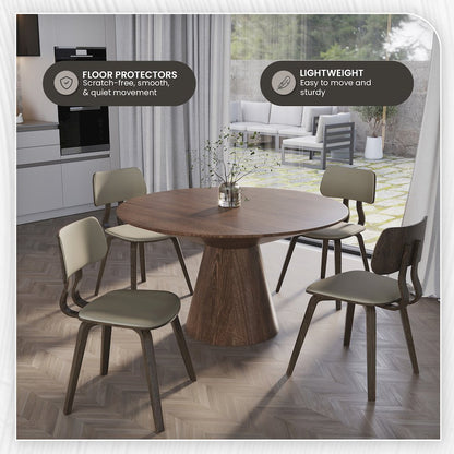Modern Wooden Dining Chair, Dark Walnut Color Frame in Taupe