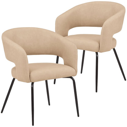 Gavin Series Modern Chair Black Frame in Light Taupe Set of 2