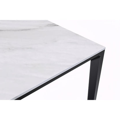 Avo Series Modern Dining Table Black Base, With 55 White Sintered Stone Top