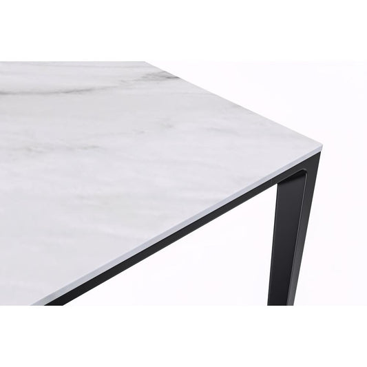 Avo Series Modern Dining Table Black Base, With 55 White Sintered Stone Top