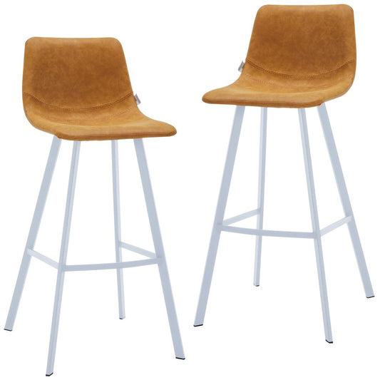 Elland - Bar stool - Light Brown - White Base Set of 2