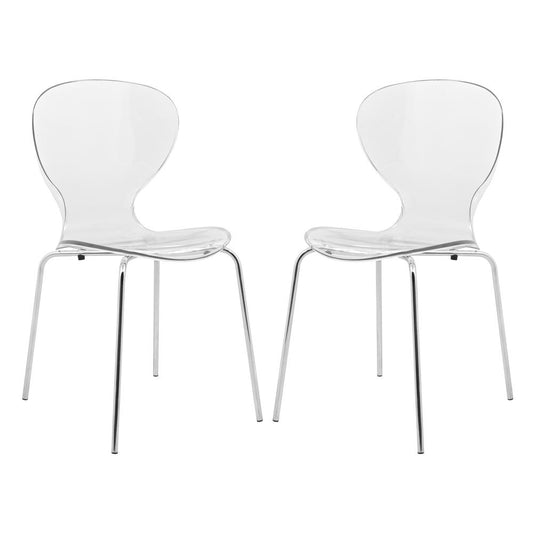 Modern Oyster Transparent Side Chair, Set of 2