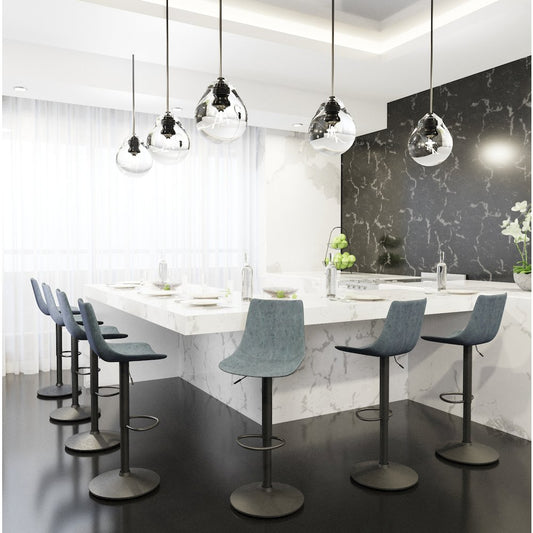 Tilbury Modern Adjustable Bar Stool in Peacock Blue