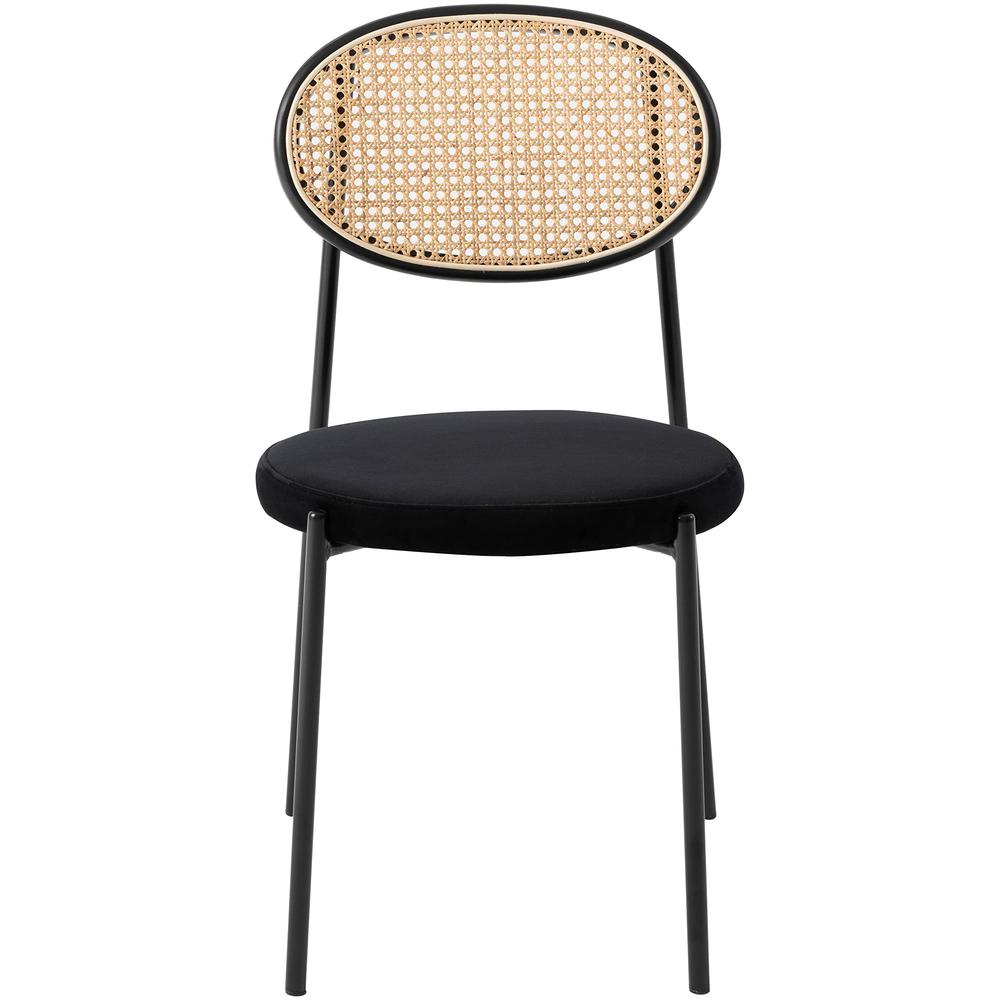 Euston Modern Wicker Dining Chair with Velvet Round Seat Set of 4
