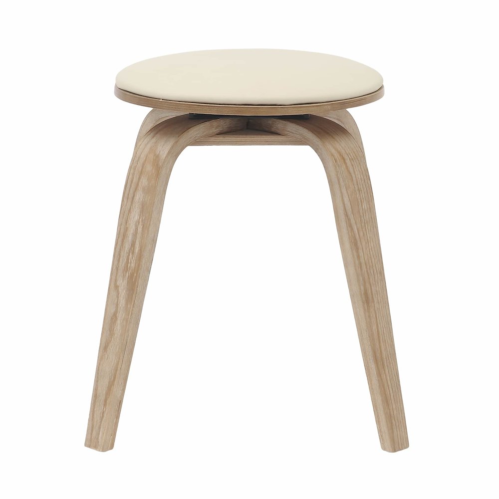 Modern Wooden Dining Stool, Washed Walnut Color in Taupe