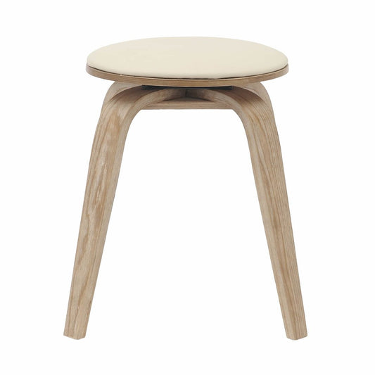 Modern Wooden Dining Stool, Washed Walnut Color in Taupe