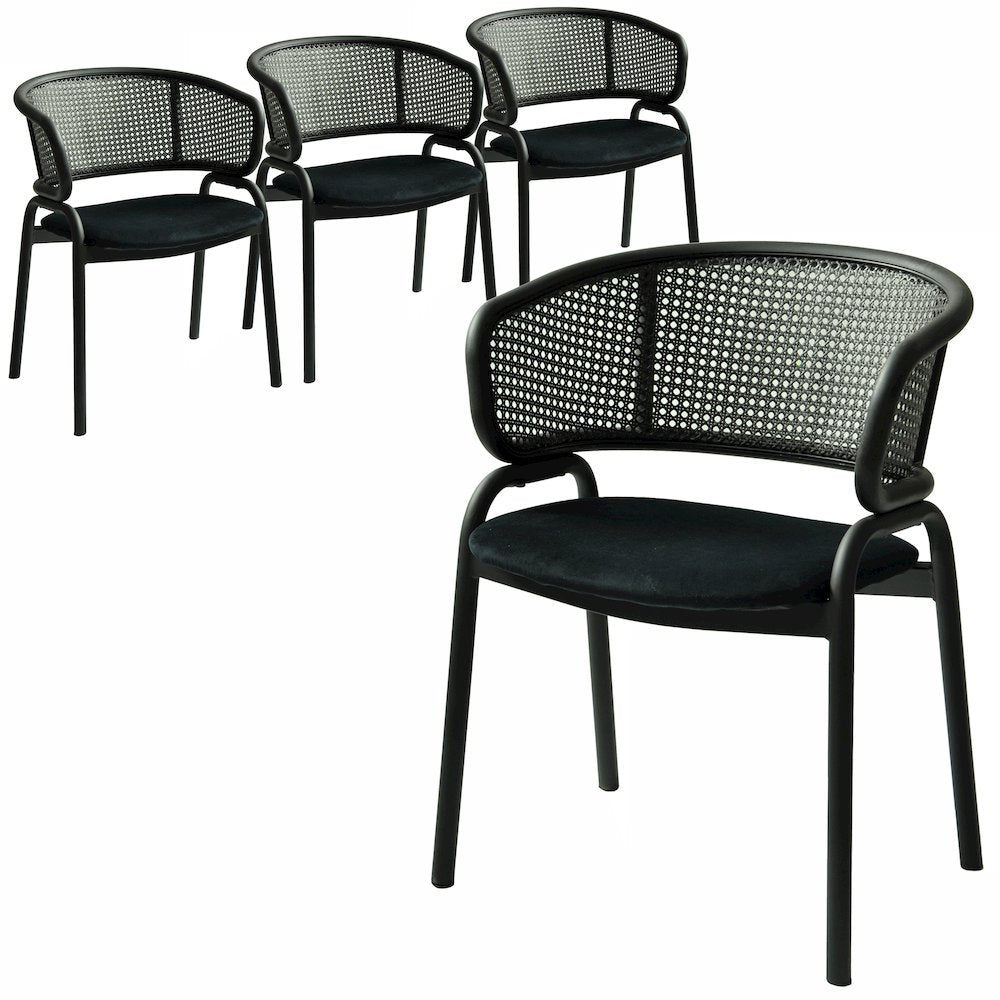 Ervilla Dining Armchair in Black Steel Frame Set of 4