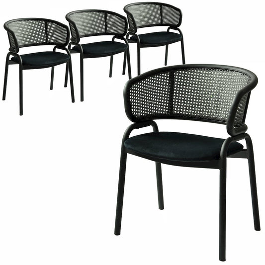 Ervilla Dining Armchair in Black Steel Frame Set of 4