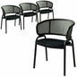 Ervilla Dining Armchair in Black Steel Frame Set of 4