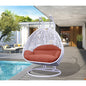 White Wicker Hanging 2 person Egg Swing Chair