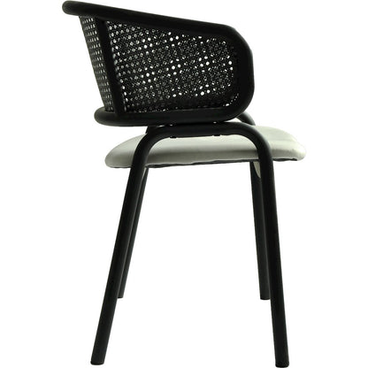 Ervilla Dining Armchair in Black Steel Frame Set of 2