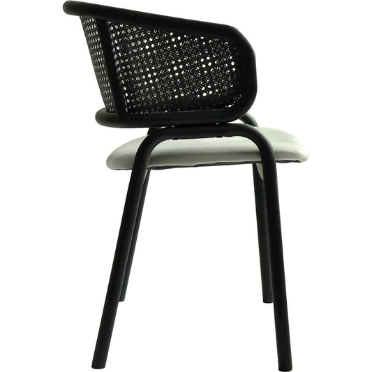 Ervilla Dining Armchair in Black Steel Frame Set of 2