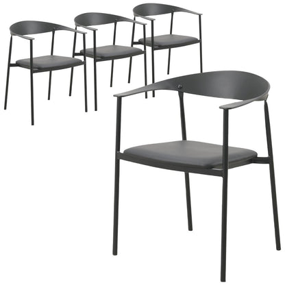 Kora Collection Modern Dining Chair in Black - Set of 4