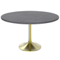 48 Round Dining Table, Brushed Gold Base with Sintered Stone Grey Top
