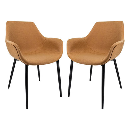 Markley Modern Leather Dining Arm Chair With Metal Legs Set of 2