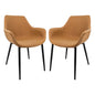 Markley Modern Leather Dining Arm Chair With Metal Legs Set of 2