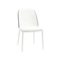 Dining Side Chair with Leather Seat and White Powder-Coated Steel Frame
