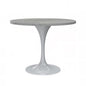 36 Round Dining Table, White Base with Laminated White Marbleized Top
