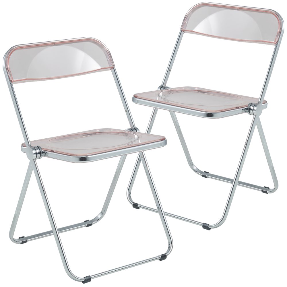 Lawrence Acrylic Folding Chair With Metal Frame, Set of 2
