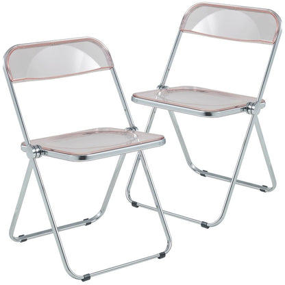 Lawrence Acrylic Folding Chair With Metal Frame, Set of 2