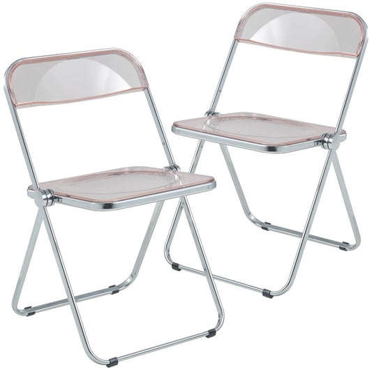 Lawrence Acrylic Folding Chair With Metal Frame, Set of 2