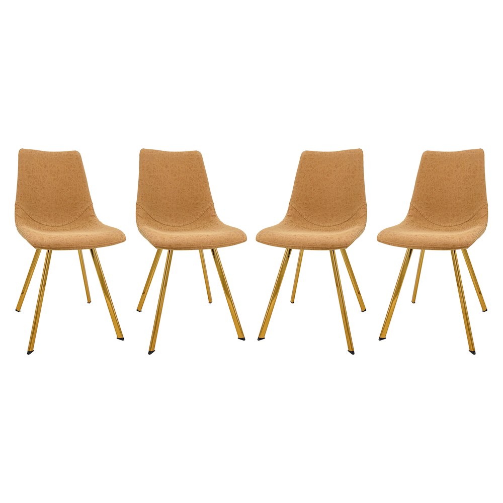 Markley Modern Leather Dining Chair With Gold Legs Set of 4
