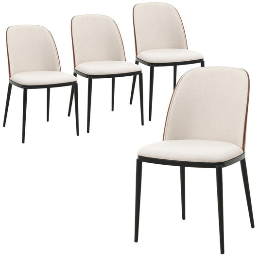 Dining Side Chair with Velvet Seat and Steel Frame Set of 4