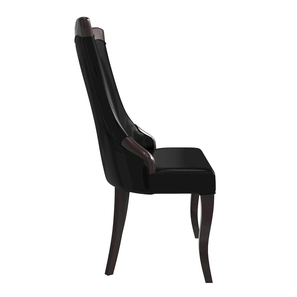 Novara Collection Modern Wooden Dining Chair in Black Set of 2
