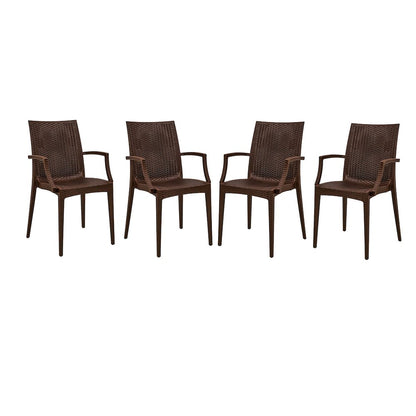 Weave Mace Indoor/Outdoor Chair (With Arms), Set of 4