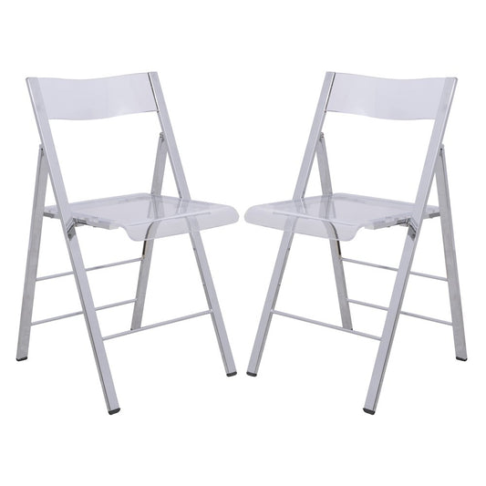Menno Modern Acrylic Folding Chair, Set of 2