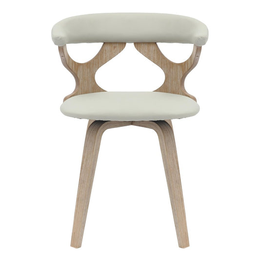 Modern Wooden Dining Chair, Washed Walnut Frame in Light Grey