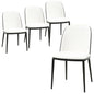Dining Side Chair with Leather Seat and Steel Frame Set of 4