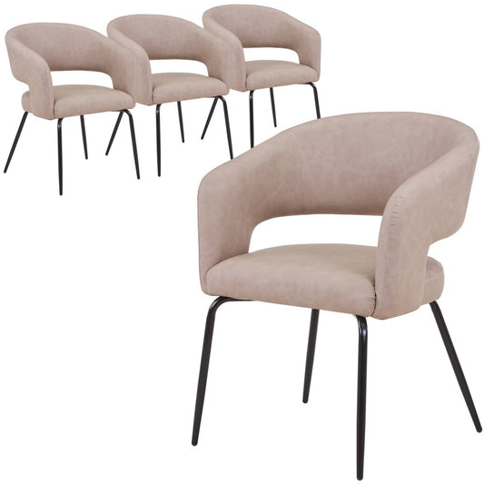 Gavin Series Modern Chair Black Frame in Taupe Set of 4