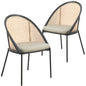 Urbane Collection Modern Dining Chair With Wicker back in Olive Green - Set of 2
