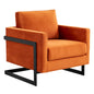 Lincoln Velvet Accent Armchair With Black Steel Frame in Light Grey