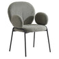 Celestial Series Boucle Dining Arm Chair, Black Frame with Green Fabric Set of 2