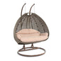 Beige Wicker Hanging 2 person Egg Swing Chair