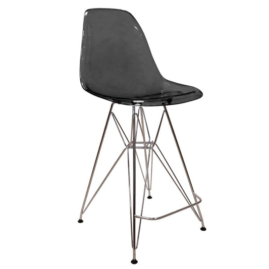 Cresco Modern Acrylic Barstool in Transparent Black