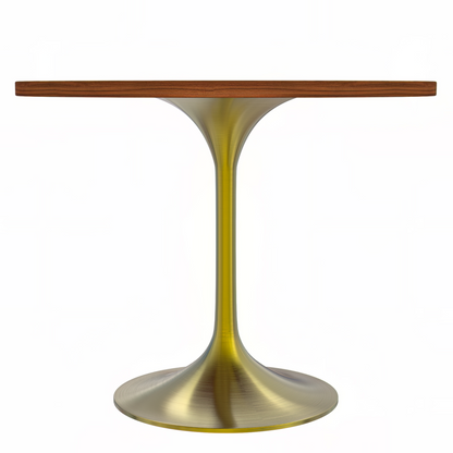 Verve 36" Round Dining Table, Brushed Gold Base with Cognac Brown MDF Top